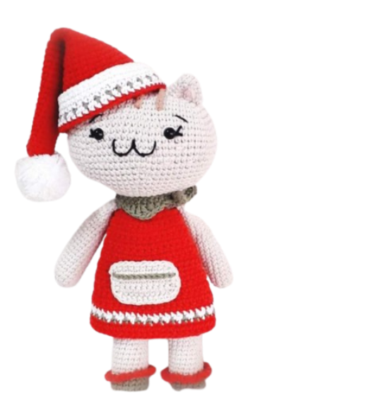 🎄 Gatita Navideña – Amigurumi Hecho a Mano