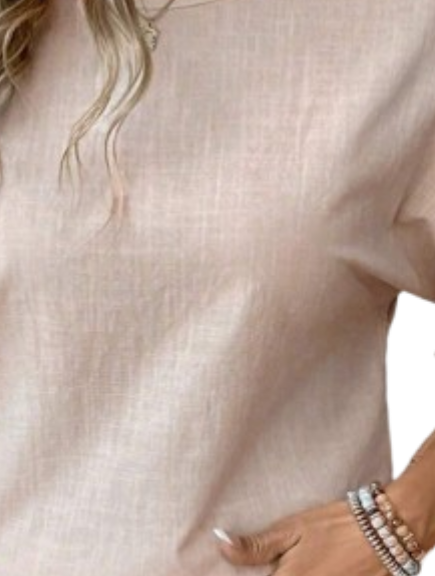 🍑 Blusa de Manga Media y Cuello Redondo Unicolor