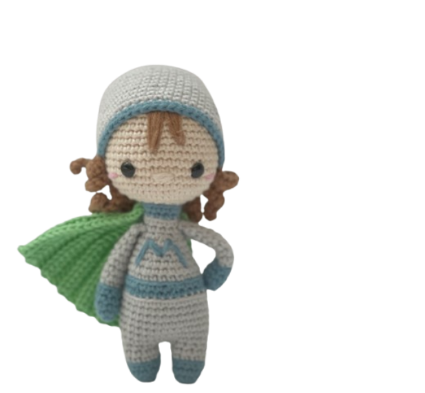 🦸♀️ Super Mamá con Capa Verde – Amigurumi Hecho a Mano