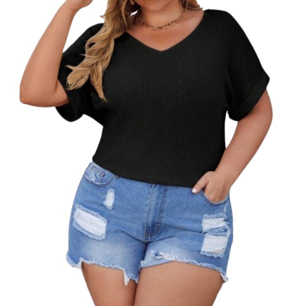 🖤 T-Shirt Negra con Encaje para Playa