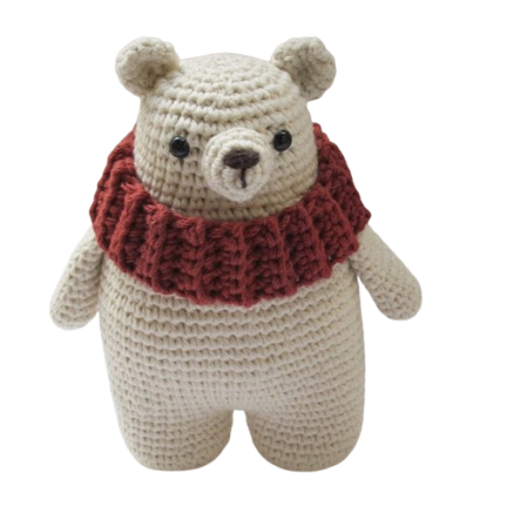 🐻 Osito Polar con Cuello – Amigurumi Invierno Hecho a Mano