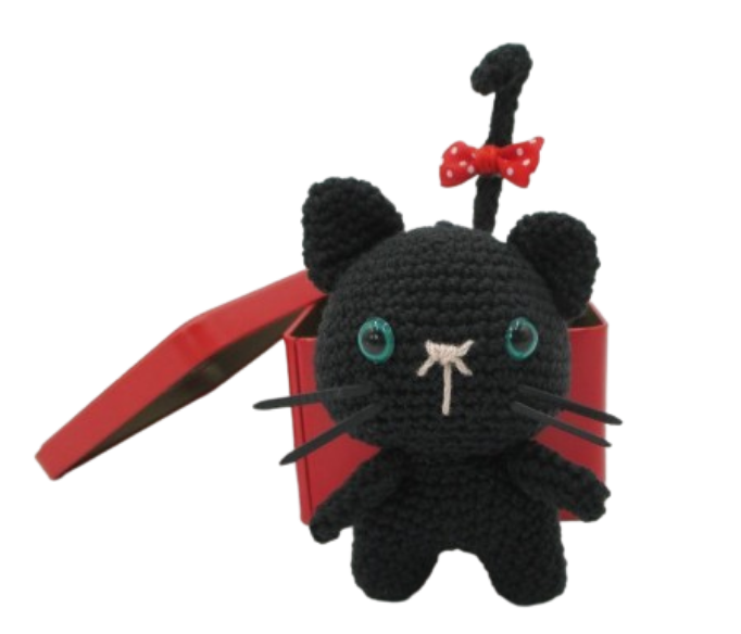 🐈⬛ Gatito Negro con Lazo Rojo – Amigurumi Hecho a Mano