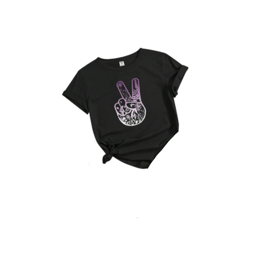 ✌️ Polera Negra con Estampado Peace Sign