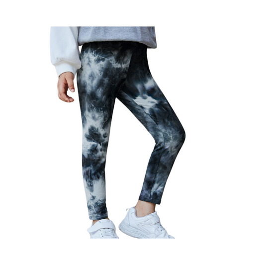 🌀 Leggings Infantiles Tie-Dye en Tonos Gris y Negro