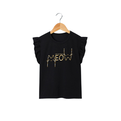 🐾 Polera "MEOW" con Volantes – Estilo Dulce y Divertido