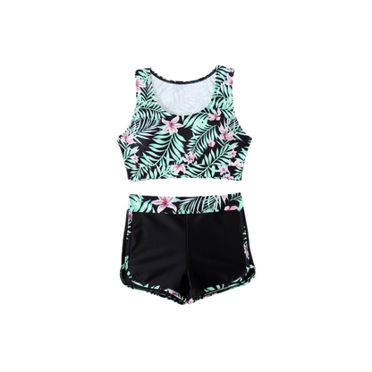 🌺 Bikini Deportivo con Estampado Tropical – 2 Piezas