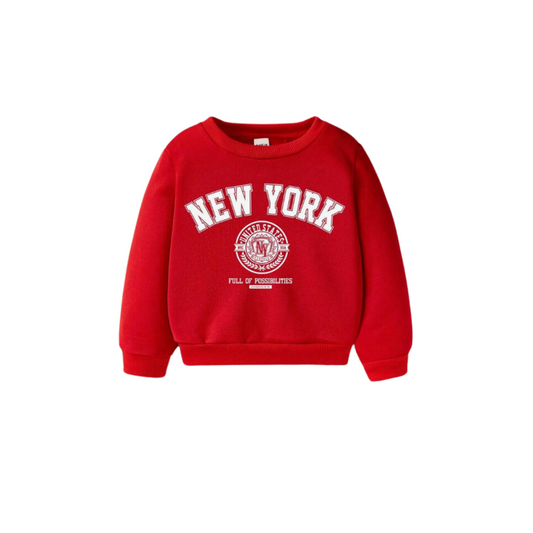 Sudadera Roja con Estampado 'New York'