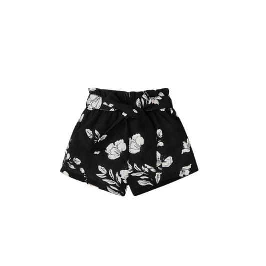 🖤 Shorts Infantiles Bohemios con Cinturón – Estampado Floral