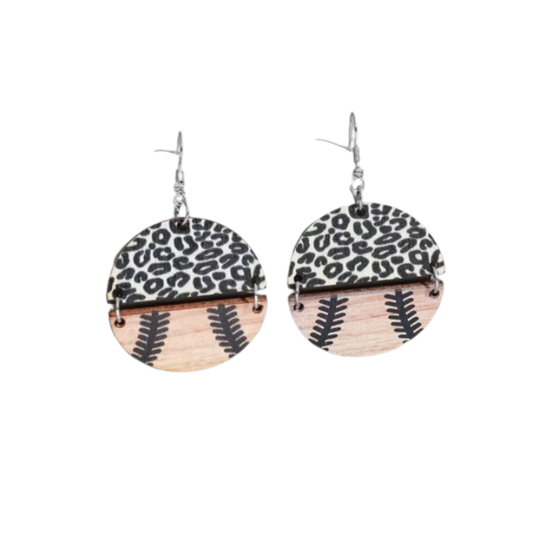 🐾 Aros Redondos Animal Print con Diseño Béisbol – Un Toque Divertido y Original