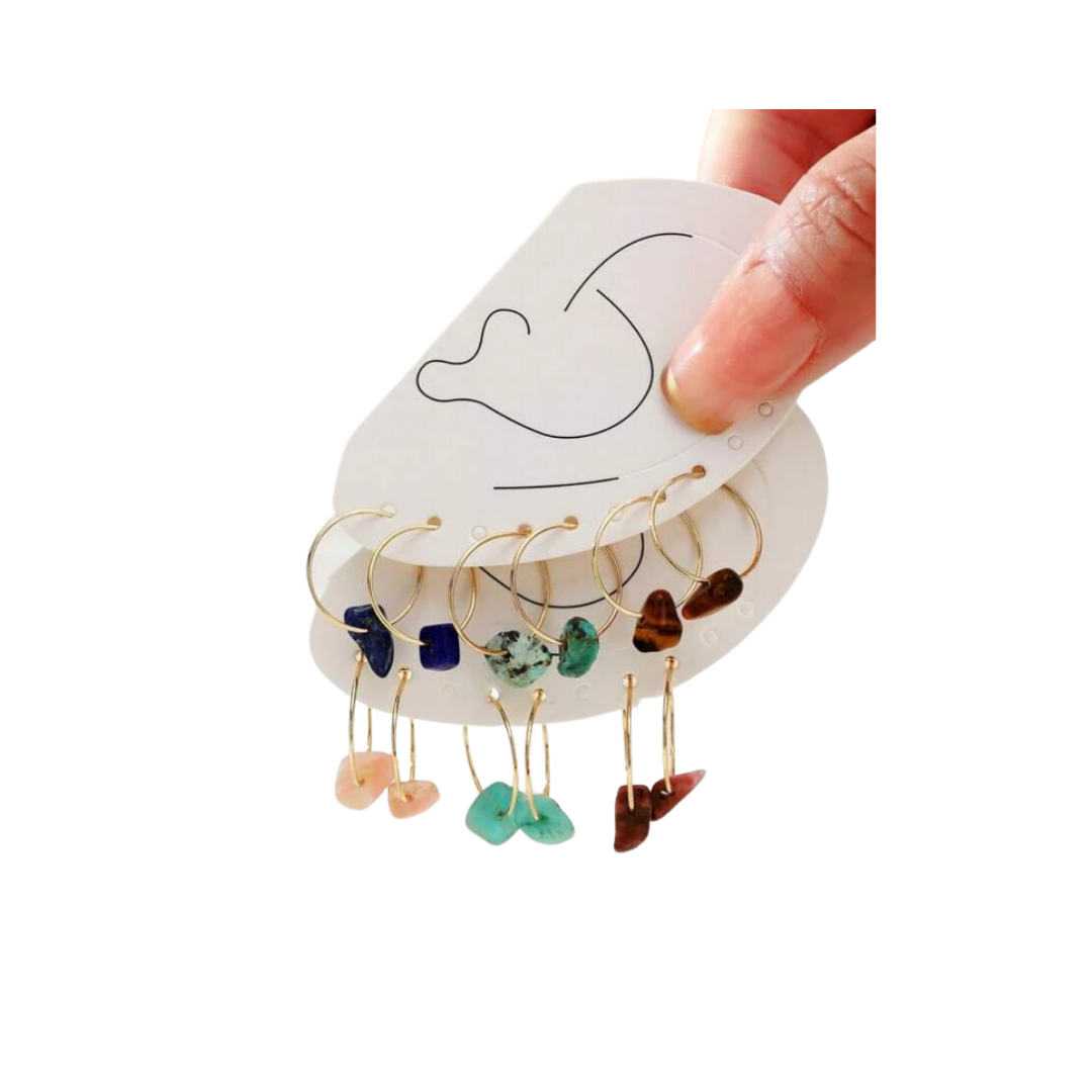 Pendientes de Aro con Estilo Geométrico y Piedras Multicolor