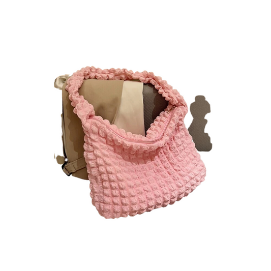 Bolso de Tela Cuadriculada - Lila y Rosa
