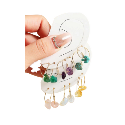 Pendientes de Aro con Estilo Geométrico y Piedras Multicolor