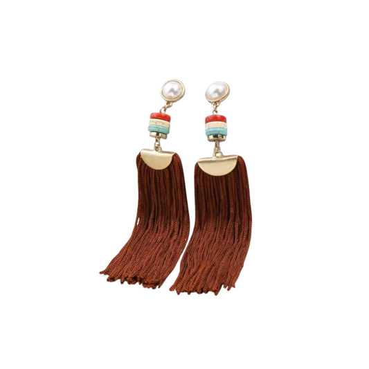 Pendientes con Borlas en Color Rojo