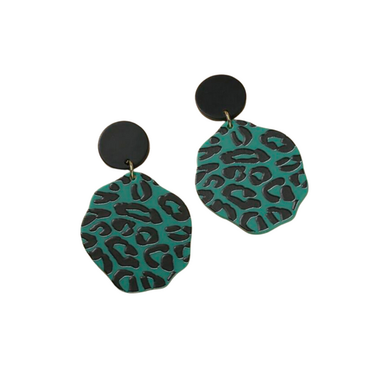 Pendientes Geométricos con Estampado Animal Print
