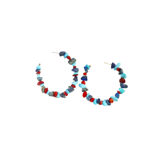 Pendientes Aro Multicolor con Piedras Naturales