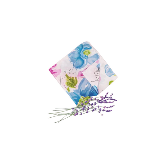 Pañuelo Floral con Estampado Multicolor - Celeste