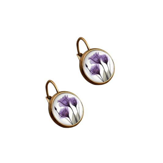 Pendientes con Detalles Florales en Aleación de Cobre