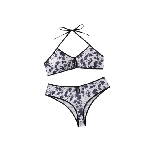 Set de Lencería Blanco y Negro con Estampado Abstracto
