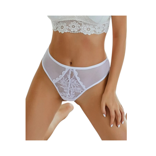 Tanga Blanca con Encaje Transparente - Elegancia y Confort