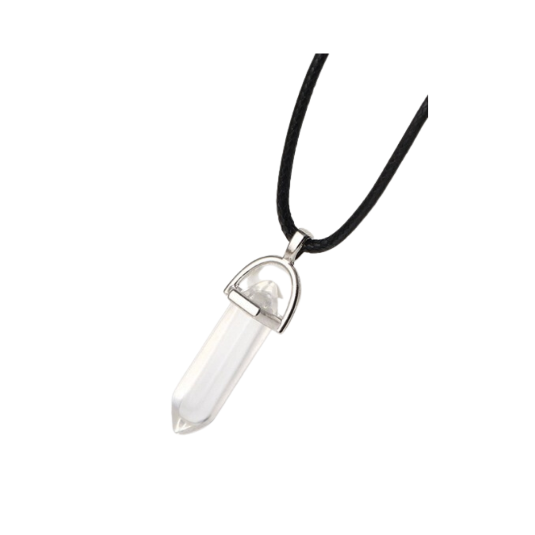 🔷 Collar Geométrico para Hombre – Diseño Minimalista & Cristal de Vidrio