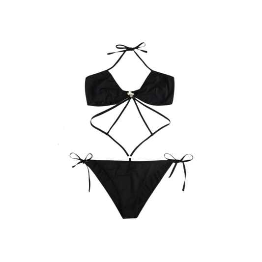 Body Negro con Detalles de Anilla