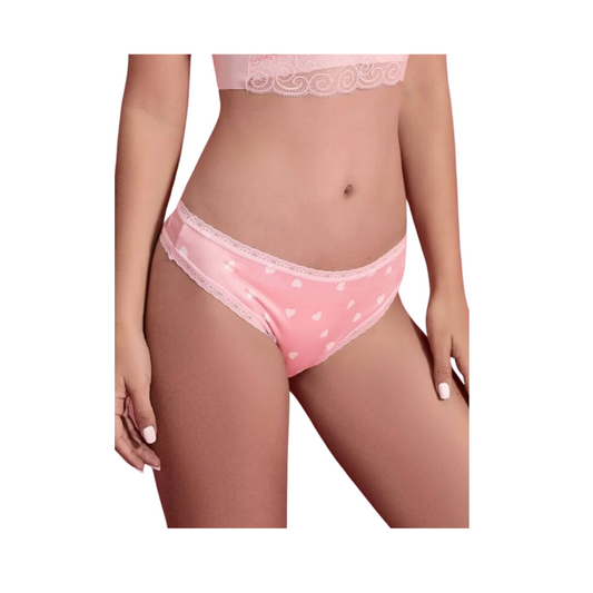 Tanga Cheeky Rosa Pálido con Encaje en Contraste