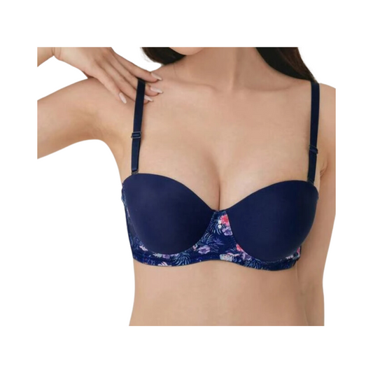 Sujetador Azul Marino con Estampado Floral