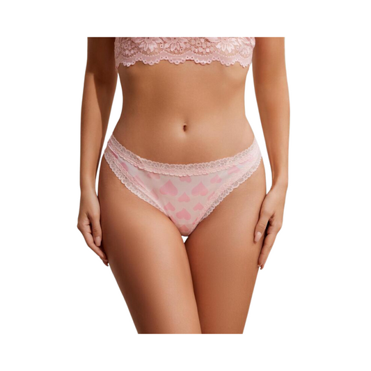 Tanga Rosa Pálido con Encaje Contraste