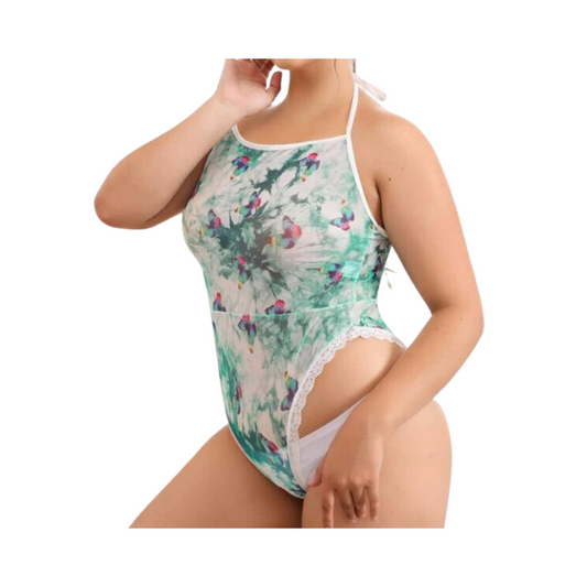 Body Multicolor con Encaje en Contraste y Estampado Tie-Dye