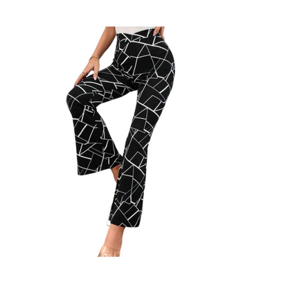 Pantalón Negro con Estampado Geométrico