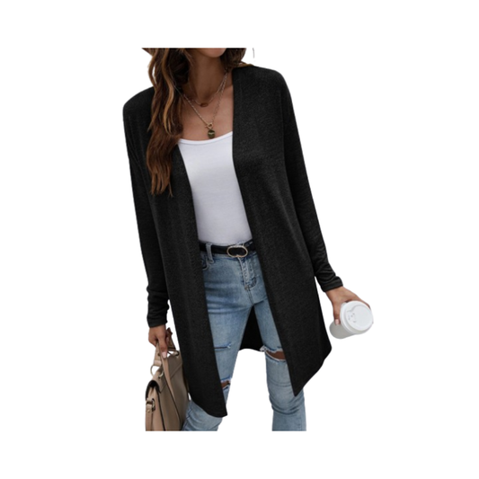 🖤 Cárdigan Casual Negro – Estilo Minimalista, Comodidad Total