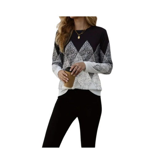 🖤 Camiseta con Cuello Redondo y Estampado de Argyle