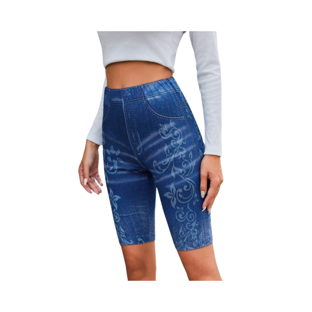 Shorts Tipo Biker con Estampado Imitación Denim ✨