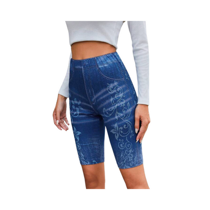Shorts Tipo Biker con Estampado Imitación Denim ✨