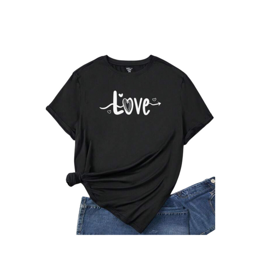 Camiseta Negra Casual con Estampado "Love" ❤️✨