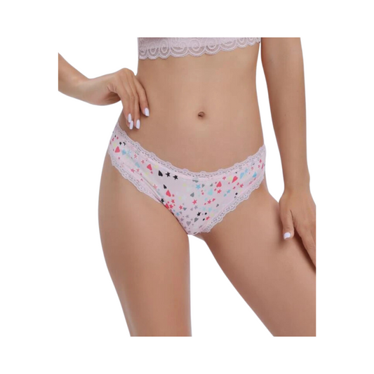 Tanga Rosa Pálido con Encaje en Contraste