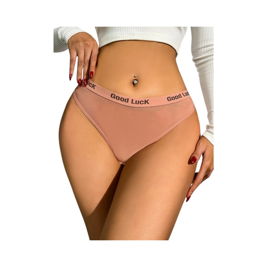 Tanga Rosa Vieja Transparente con Estilo Deportivo
