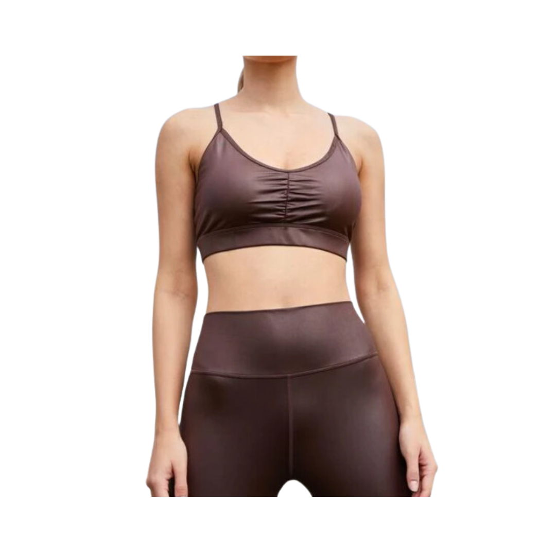 Top Deportivo Fruncido - Marrón Chocolate