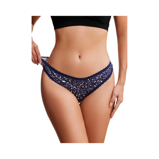 Tanga Azul Marino con Encaje Contraste