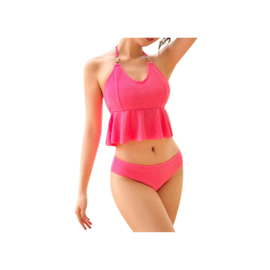 Bikini Halter con Volantes - Rosa Fucsia