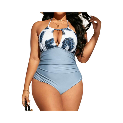 Traje de Baño Plus Size con Estampado Tropical 🌊✨