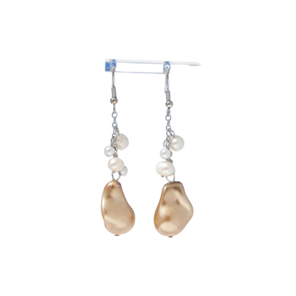 Pendientes Largos con Perlas y Acabado Multicolor