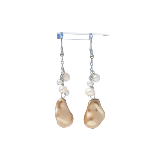 Pendientes Largos con Perlas y Acabado Multicolor