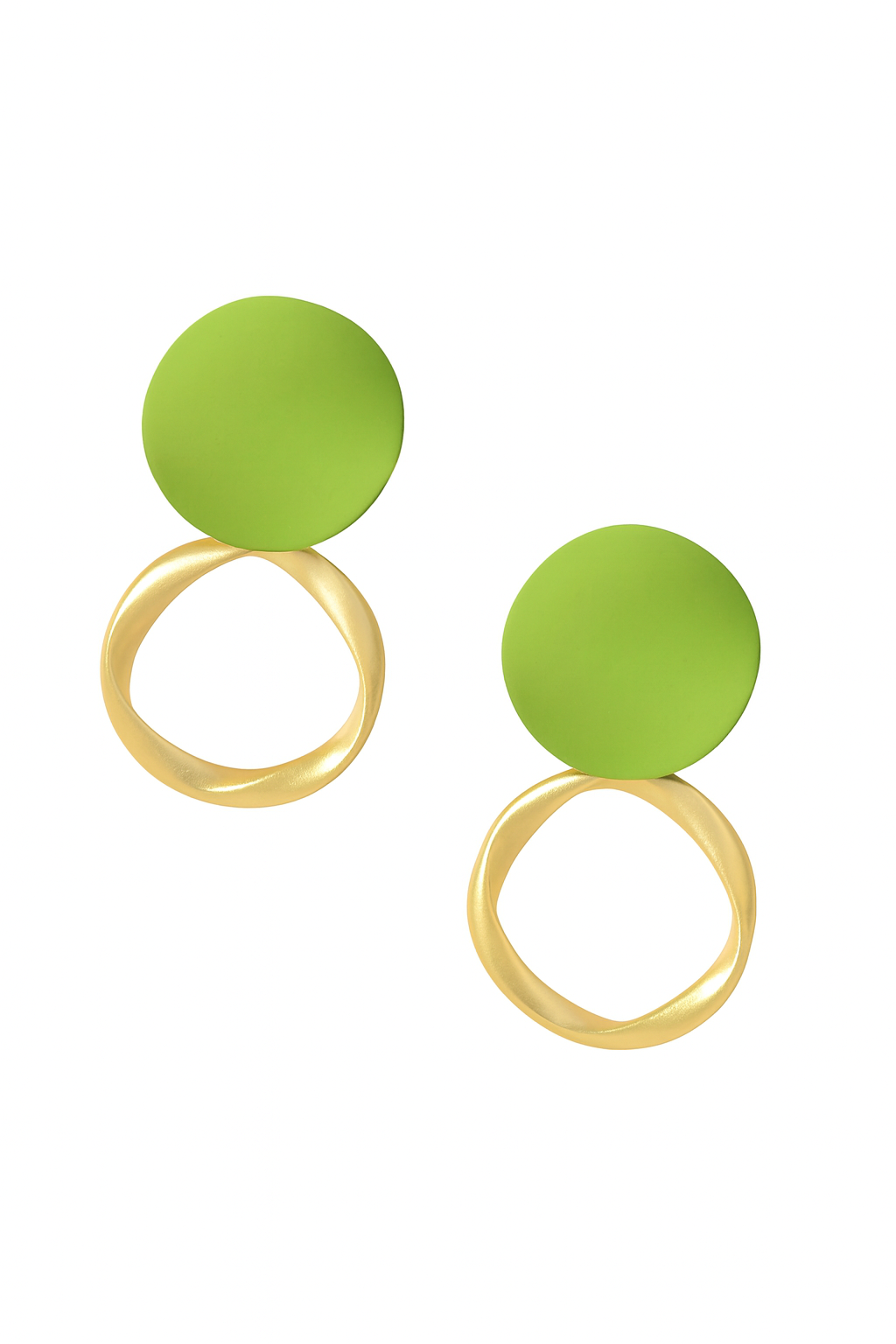 Pendientes Geométricos – Círculo Mate & Aro Irregular Dorado