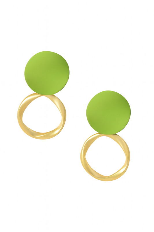 Pendientes Geométricos – Círculo Mate & Aro Irregular Dorado