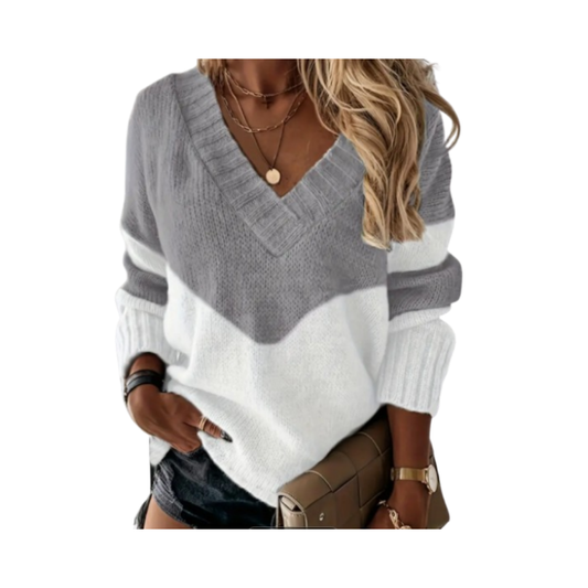 🤍 Suéter Informal con Bloques de Colores – Tallas Grandes