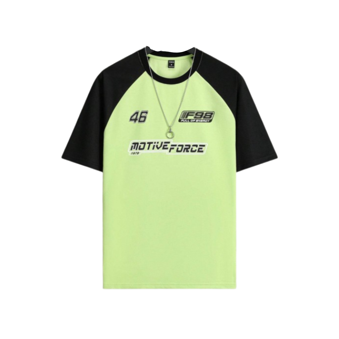 Camiseta Holgada Hombre – Estilo Motorsport Mint & Black