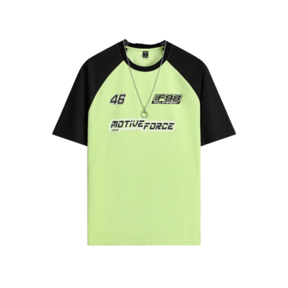 Camiseta Holgada Hombre – Estilo Motorsport Mint & Black