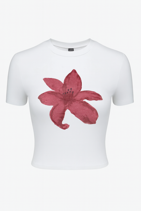 🌺 Camiseta Corta de Manga Corta con Patrón Floral