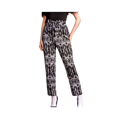 Pantalón Estampado de Cintura Alta con Lazo